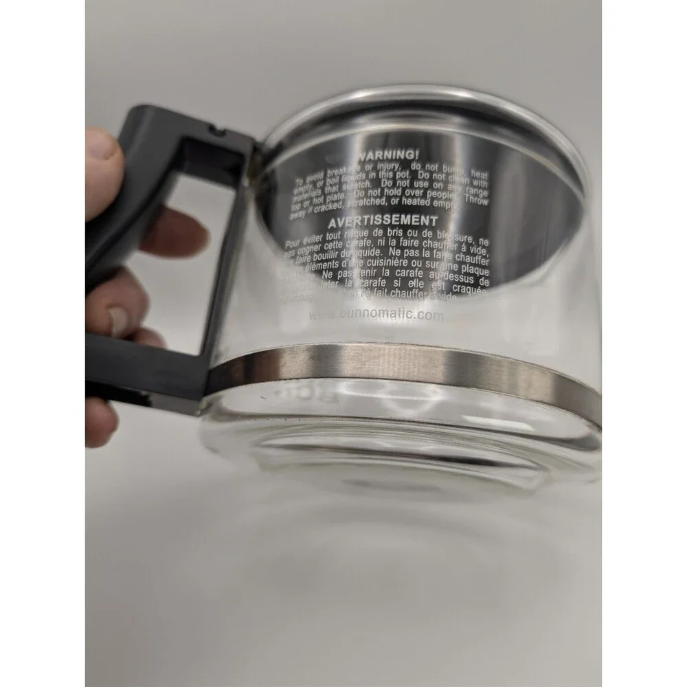 BUNN Glass Coffee Maker Carafe with Lid, Black Handle, Clear/Black